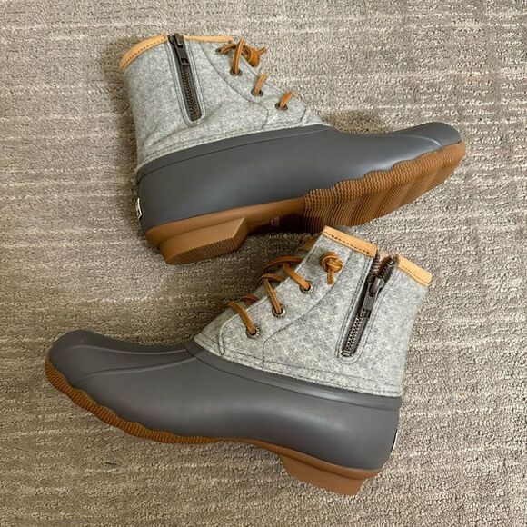 Sperry Womens Saltwater Emboss Wool Boots Gray Winter Snow Size 6.5 - Picture 1 of 10